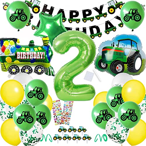 Trattori Addobbi Compleanno,Escavatore Trattore Palloncini Compleanno Decorazione Di Compleanno (Verde 2)