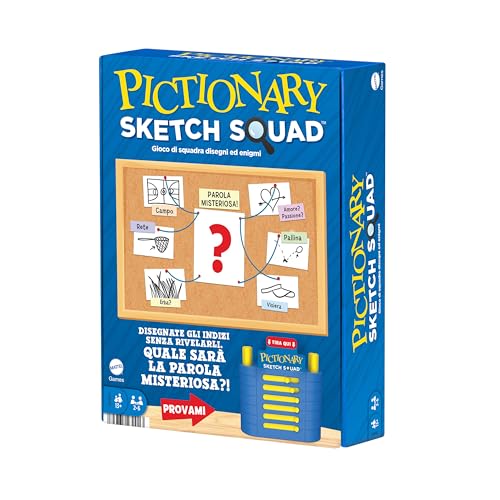 Mattel Games - Pictionary Sketch Squad, Gioco Di Squadra E Disegno Cooperativo, Con Lavagnette, Pennarelli E Porta Indizi, 2-6 Giocatori, Giocattolo P