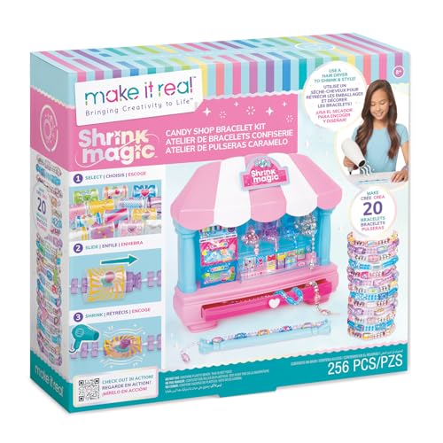 Make It Real Shrink Magic Candy Shop 2901758 - Set Di Braccialetti Fai Da Te Con Pellicola Termoretraibile, Braccialetto Fai Da Te, Kit Creativo Per B