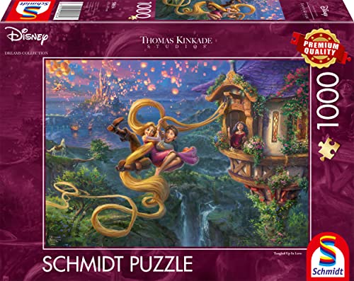 Schmidt Spiele 58034 Thomas Kinkade, Disney, Rapunzel Tangled Up In Love, Puzzle Da 1000 Pezzi