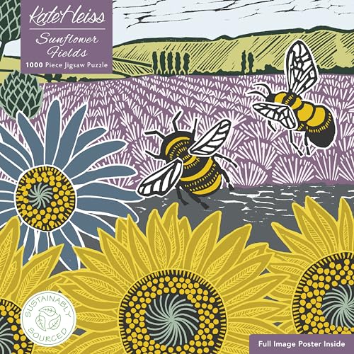 Adult Sustainable Jigsaw Puzzle Kate Heiss - Sunflower Fields: 1000-Pieces. Ethical, Sustainable, Earth-Friendly