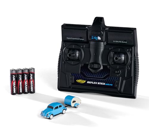 Carson 500504148 1:87 Vw Maggiolino Con Rimorchio 2.4G 100% Rtr - Modello Pronto Da Guidare, Auto Rc, Auto H0, Modello Rc, Veicolo Diorama