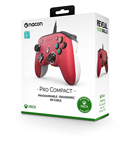Nacon Pro Compact Controller Xbox Serie X Wired -Licenza Ufficiale Microsoft, Programmabile, Ergonomico, 3D Sound