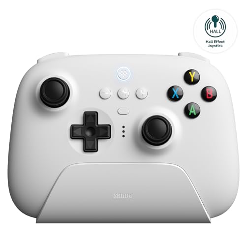 8Bitdo Ultimate 2.4G Wireless Controller, Hall Effect Joystick Update, Gaming Controller With Charging Dock For Pc, Android, Steam Deck & Apple (White