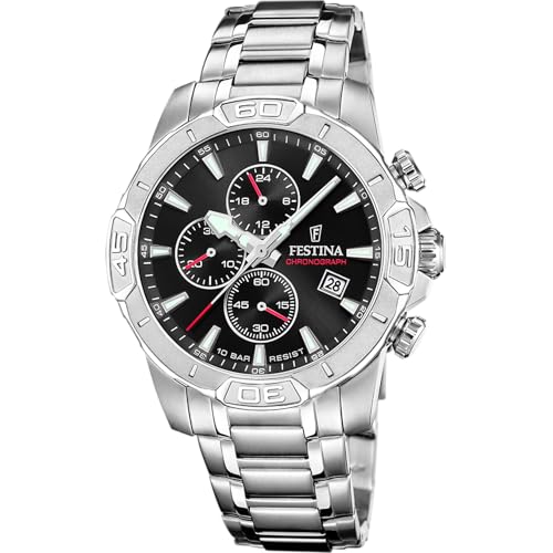Festina Orologio Uomo F20704/3 Timeless Chronograph Cassa Di Acciaio Inossidabile 316L Grigio Cinturino In Acciaio Inossidabile 316L Grigio