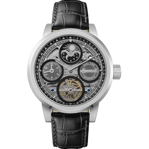 Ingersoll The Arc Mens, Orologio Automatico Da Uomo Di 44 Mm Con Quadrante Scheletrato Nero E Cinturino In Pelle Nera I16001