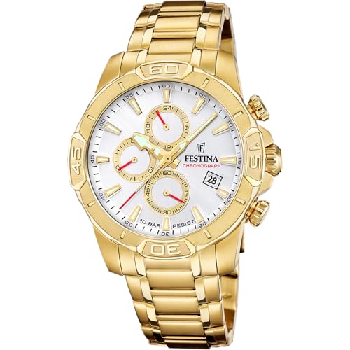 Festina Orologio Uomo F20705/1 Timeless Chronograph Cassa Di Acciaio Inossidabile 316L Oro Cinturino In Acciaio Inossidabile 316L Oro