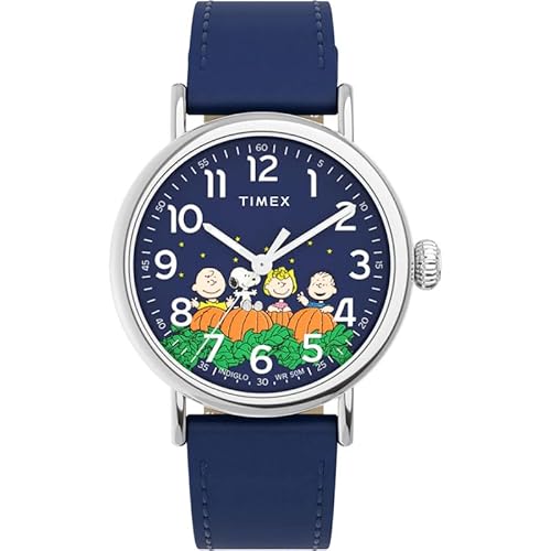 Timex Standard X Peanuts Pumpkin Patch 40Mm Cinturino In Pelle Tw2W72700, Blu