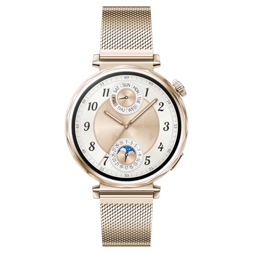 Montre Connectée Huawei Watch Gt 5 41 Mm Doré En Acier Inoxydable Avec Bracelet Milanais Or