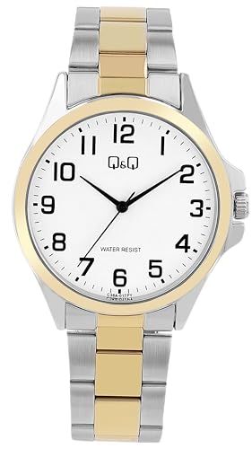 Q&Q Orologio Da Uomo In Acciaio Inox, 3 Bar, Analogico, Al Quarzo, Bicolore Bianco, Classico