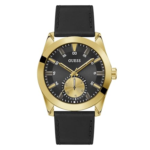 Guess Orologio Da Polso Da Uomo In Pelle Greyson, Gold