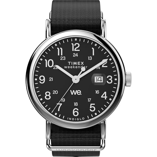 Timex Orologio Da Uomo Weekender 40 Mm - Cinturino Nero Quadrante Nero Cassa Argentata, Nero