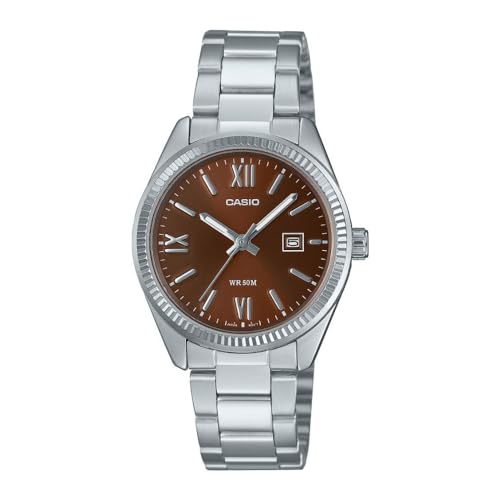 Casio Ltp1302Dd-5Av - Orologio Analogico Da Donna, In Acciaio Inossidabile, Quadrante Marrone, Standard, Marrone