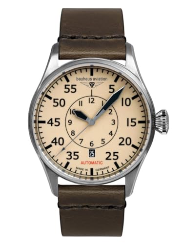 Bauhaus Aviation 2756-5 - Orologio Automatico Da Uomo, Serie Flight Control 5 Atm Con Cinturino In Pelle