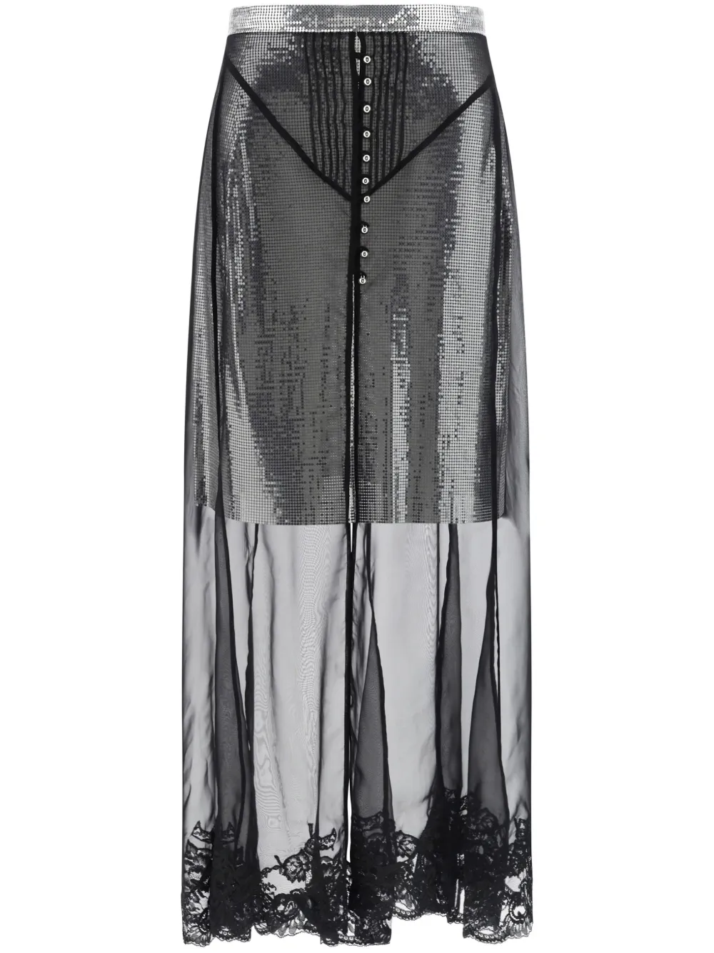 Rabanne sequin-embellished maxi skirt - Argento