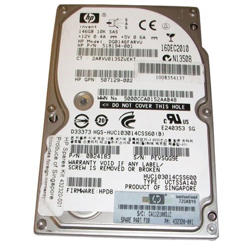 Dg0146Farvu Hewlett-Packard 146 Gb 10000Rpm 6,3 Cm Serial Attached Sc