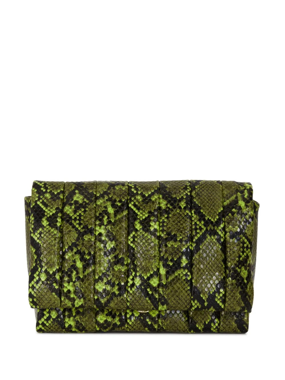 Themoirè snakeskin-effect clutch bag - Verde