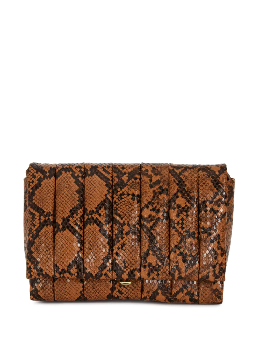 Themoirè snakeskin-effect clutch bag - Marrone