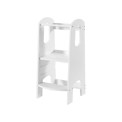 Rebecca Mobili Torretta Montessori, Torre Di Apprendimento, Mdf, Bianco, Adatta Da 18 A 36 Mesi, Regolabile In 3 Posizioni, Robusta - Misure Hxlxp: 86