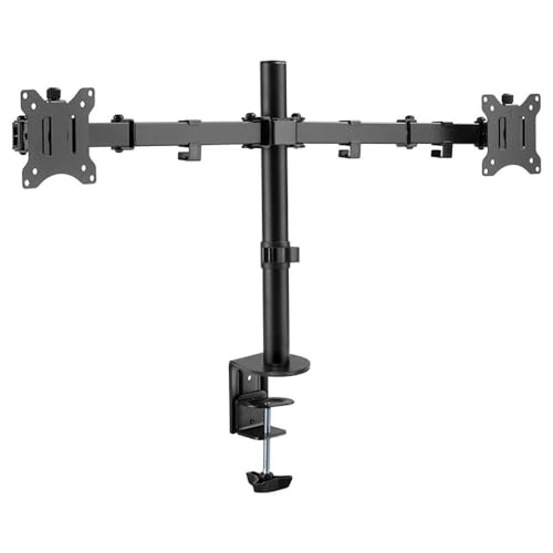 Logilink Bp0098 - Supporto Da Scrivania In Alluminio Per 2 Monitor Da 17-32" (Lcd, Led, Oled, …), 360°, Lunghezza Braccio = 454 Mm