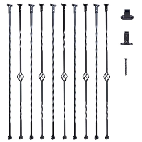Vevor Balaustre In Metallo Per Scale, Mandrini In Acciaio Galvanizzato Da 44'' X 1/2", Balaustre Per Ponte Con Cestini Singoli Cavi, Torsioni, Ringh