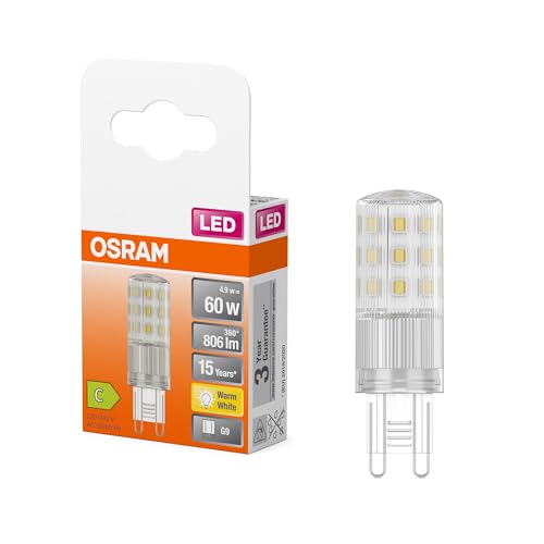 Osram Lampada Led Multicolore Led Pin Con Attacco Retrofit G9, 4,9 W / 806 Lm, Luce Bianca Calda E Chiara Con 2700 K, Non Dimmerabile, Ip20, Vetro Sen