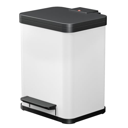 Hailo 0622 – 230 Öko Duo Plus 22 Raccolta Differenziata 2 X 11 Litri In Lamiera D' Acciaio, Colore: Bianco