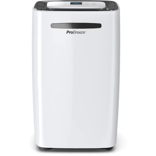 Pro Breeze Deumidificatore 20L, Display Digitale, Scarico Continuo, Portatile, Con 4 Modalità D’Uso, Timer E Asciugatura Del Bucato
