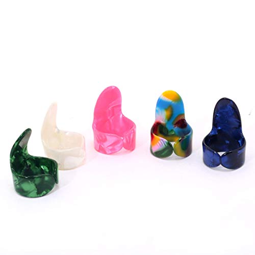 Musiclily Plastica Thumbpicks E Fingerpicks Per Chitarra/Basso, Colore Casuale(5 Pezzi)