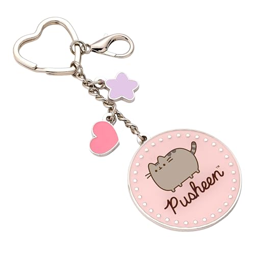 Pusheen Portachiavi Rosa Con Nome Gatto Con Mini Ciondoli, Rosa E Argento., Etichettalia Unica