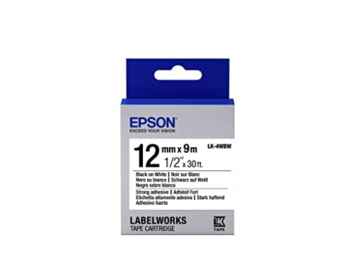 Epson Cinta Adhesiva Resistente - Lk-4Wbw Cinta Adhesiva Resistente Negra/Blanca 12/9